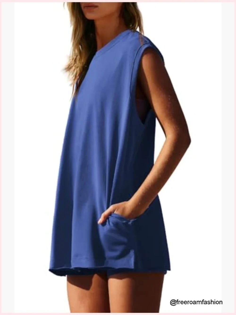 2 Piece Workout Set Matching Lounge Biker Shorts and Tunic Top